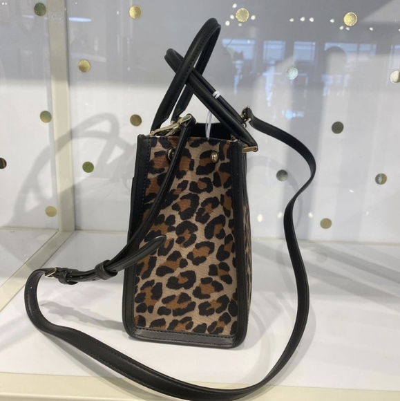 NWT Kate Spade KH455 Ellie Spotted Leopard Canvas Small Tote Crossbody Brown - Picture 3 of 5